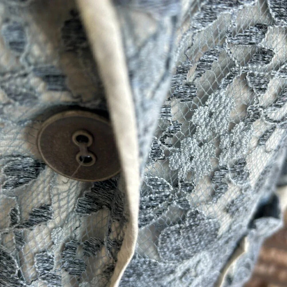 Alberto Makali Blue Floral Lace Beaded Collar Blazer Jacket Size XL - Picture 6 of 8